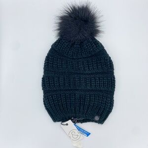 Treasure & Bond Black Winter Hat with Puff